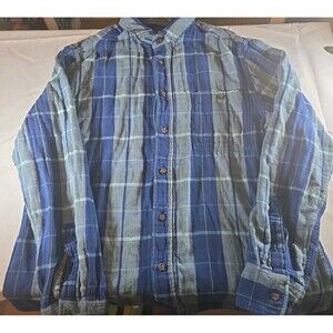 Mossimo Supply Co Shirt Mens Large Blue Gray Plaid Long Sleeve Button Up Casual
